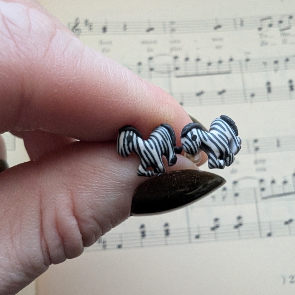 Zebra Stripe Stud Earrings